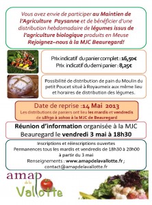 Reprise des distributions le 14 mai à 18h30 ; réunion d'information le 3 mai à 18h30